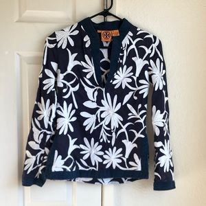 Tory Burch Navy Tunic w/ White Embroidered Floral